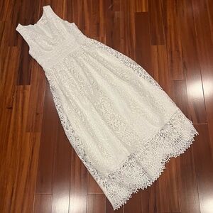 Shoshanna Midnight Christabella‎ White Dress Crochet Lace Midi Cocktail Party 2